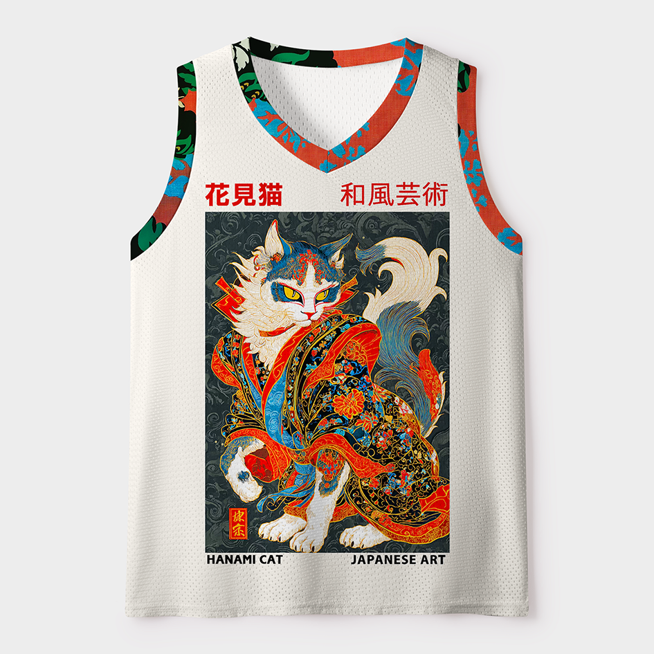 Kyoto-Lion Ukiyoe Blossom Warrior Mesh Tank Top