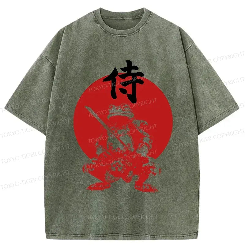 Kyoto-Lion Mighty Samurai Frog Washed T-Shirt