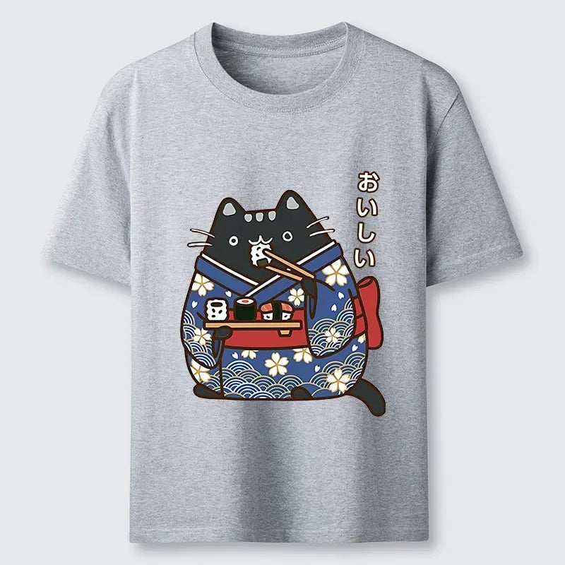 Japanese Vintage Cat T-Shirt for Summer