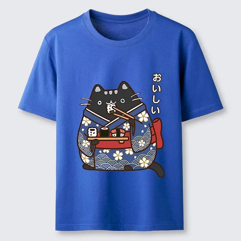 Japanese Vintage Cat T-Shirt for Summer
