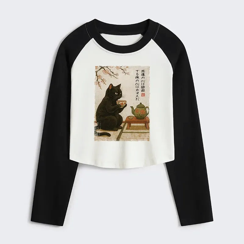 Gift for Her Kyoto Lion Black Cat Top