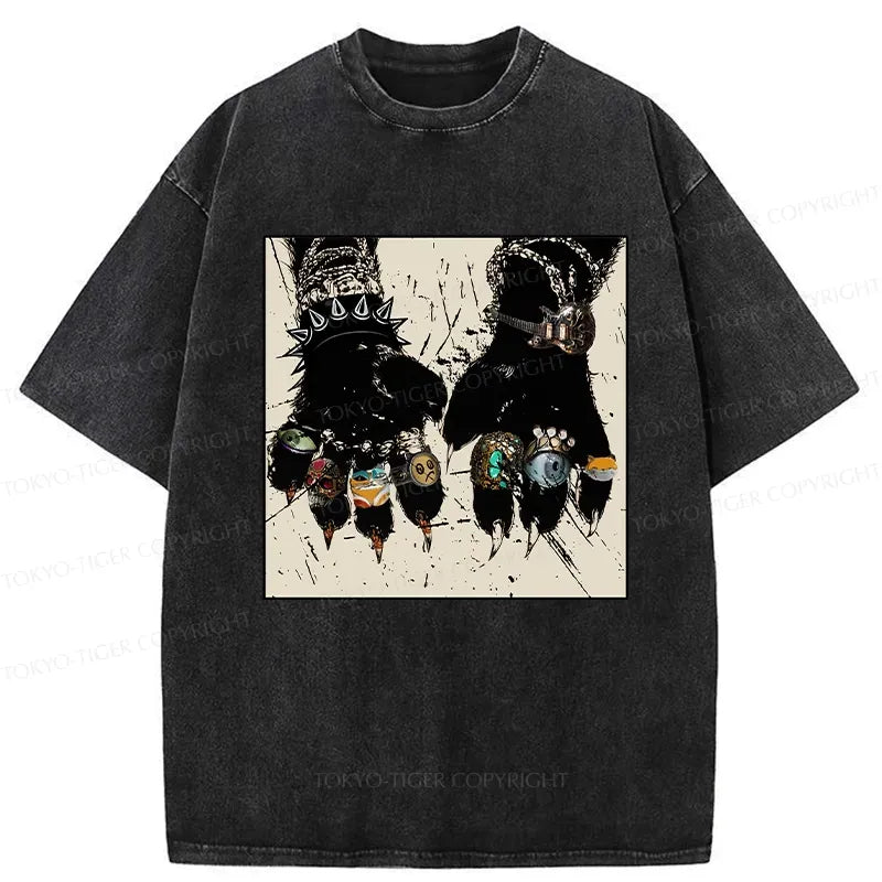 funny cat washed t shirt for daily wear