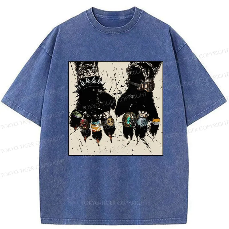 funny cat washed t shirt for daily wear