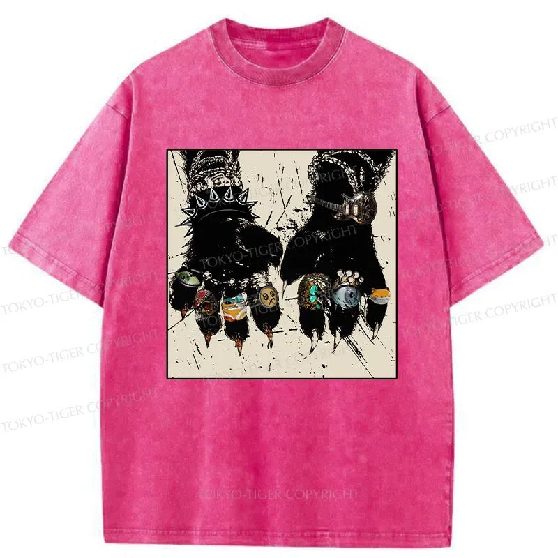 funny cat washed t shirt for daily wear