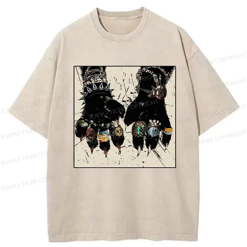 funny cat washed t shirt for daily wear