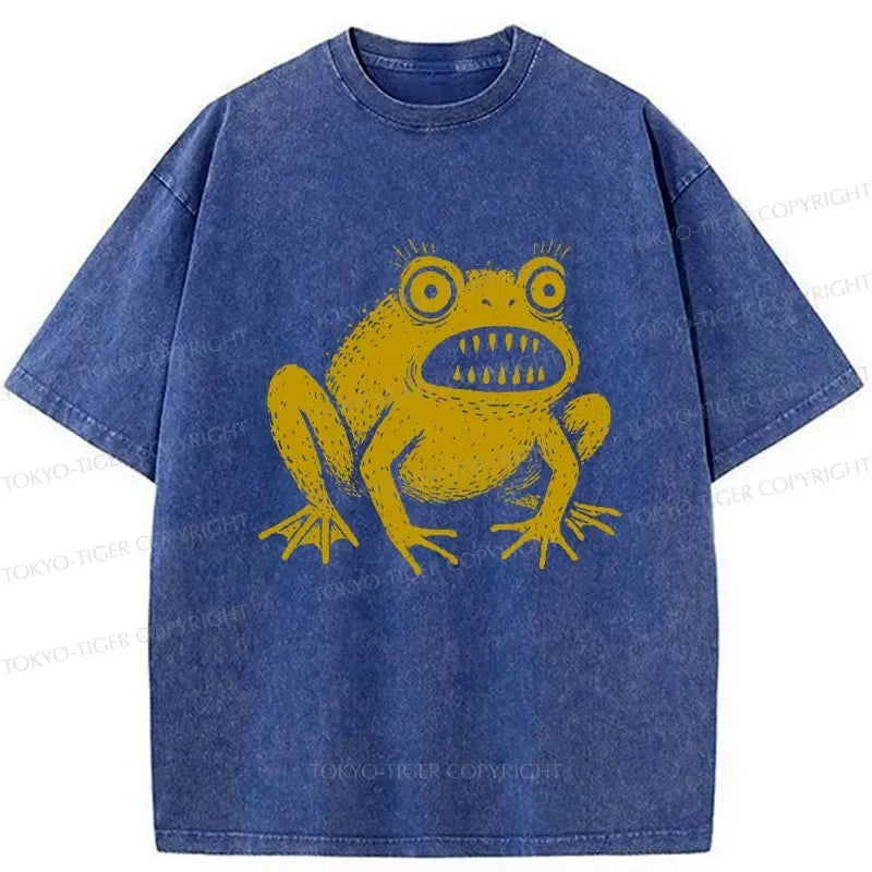Japanese frog washed t-shirt for daily wear