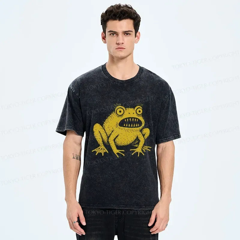 Japanese frog washed t-shirt for daily wear
