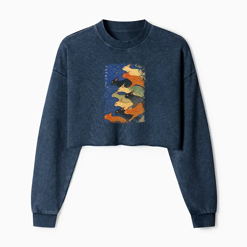 Kyoto-Lion Claw-some Ninja Washed Crop Sweatshirt