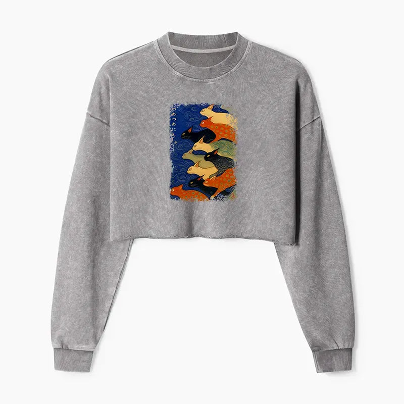 Washed Crop Sweatshirt for Women