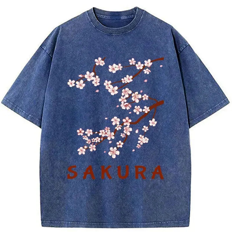 japanese sakura washed t-shirt for summer