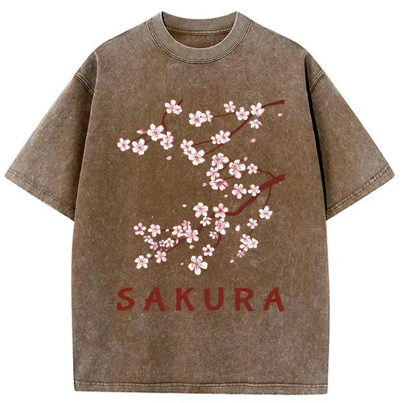 japanese sakura washed t-shirt for summer