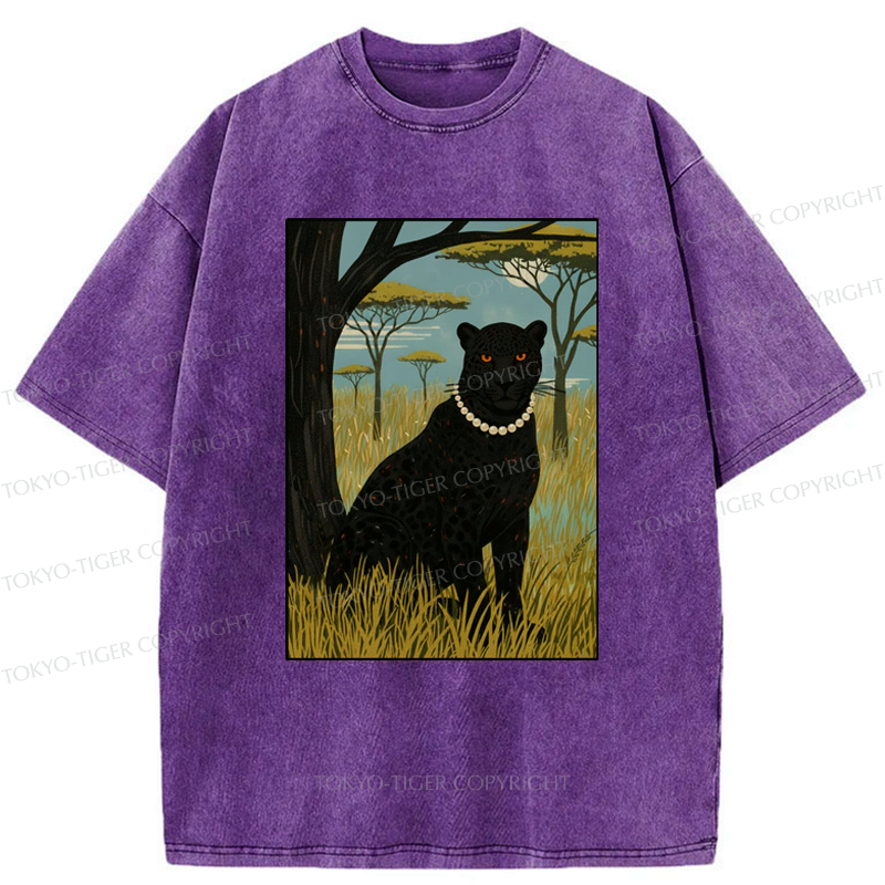 Kyoto-Lion The Pearl Leopard Of The Savanna Washed T-Shirt