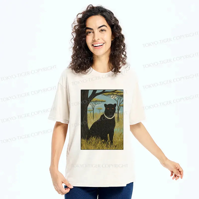 Kyoto-Lion The Pearl Leopard Of The Savanna Washed T-Shirt
