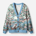 Kyoto-Lion Birds Under The Sakura Tree Ugly Cardigan Sweater