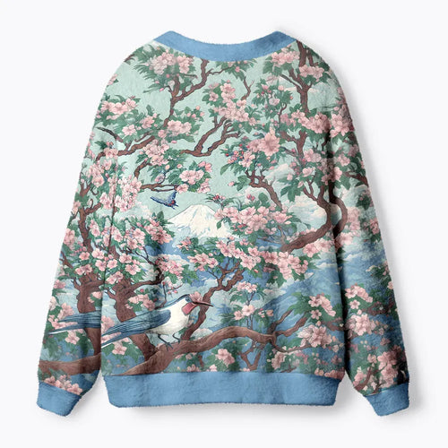Kyoto-Lion Birds Under The Sakura Tree Ugly Cardigan Sweater