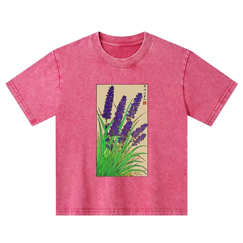 Kyoto-Lion Japanese Lavender Kids Washed T-Shirt