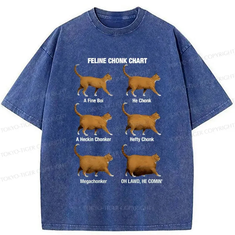 Kyoto-Lion Feline Chonk Chart Washed T-Shirt