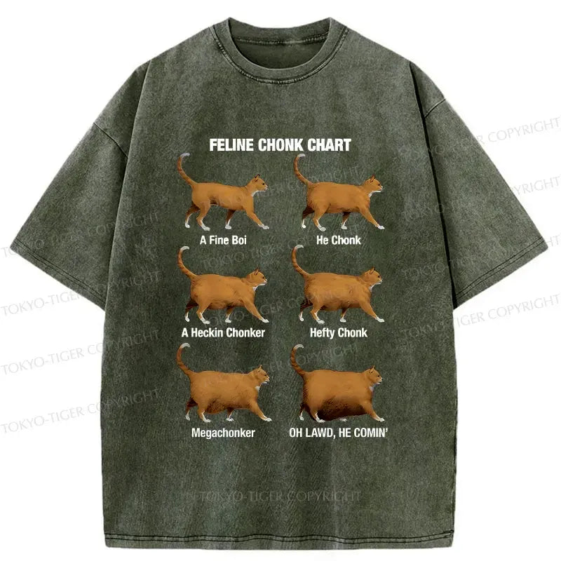Kyoto-Lion Feline Chonk Chart Washed T-Shirt
