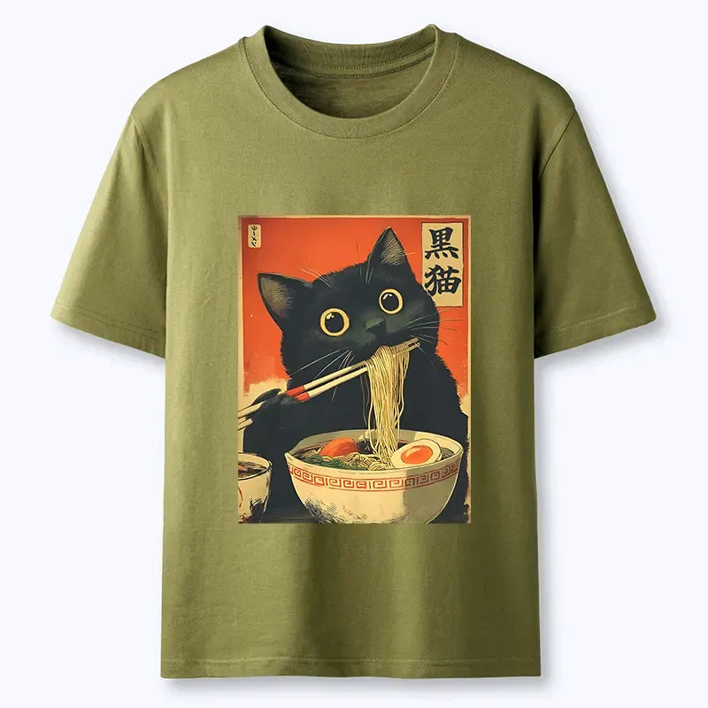 Black Cat Ukiyo-e Tee Gift for Him