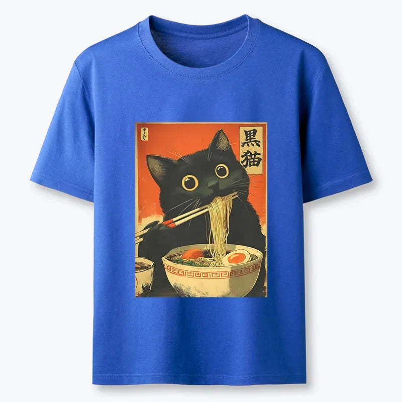 Black Cat Ukiyo-e Tee Gift for Him