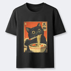 Black Cat Ukiyo-e Tee Gift for Him