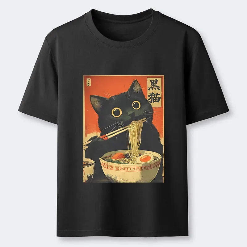 Black Cat Ukiyo-e Tee Gift for Him
