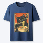 Kyoto-Lion Black Cat Eats Japanese Ramen Retro Classic T-Shirt