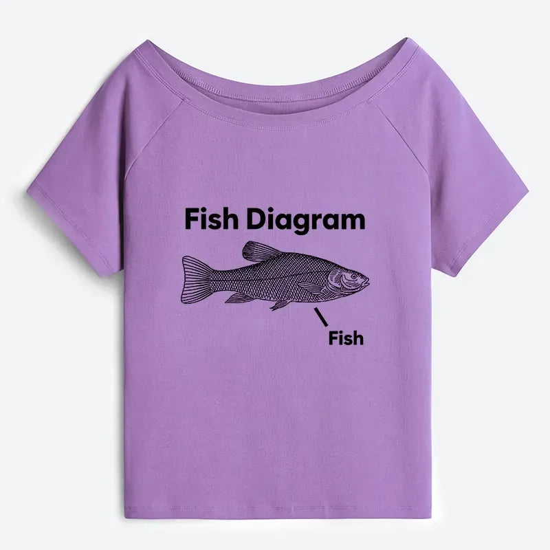 funny fish meme off shoulder t shirt