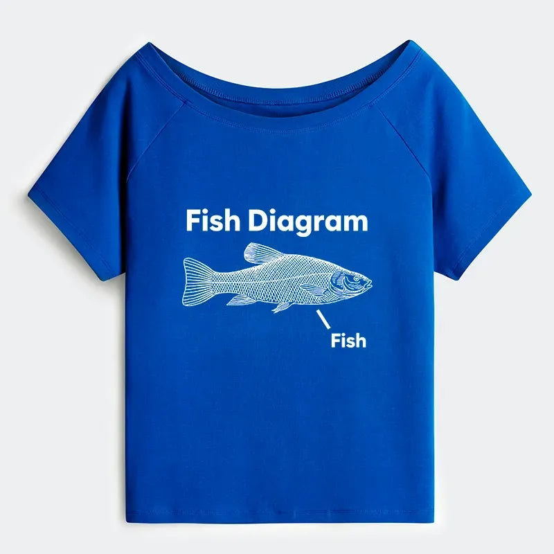funny fish meme off shoulder t shirt