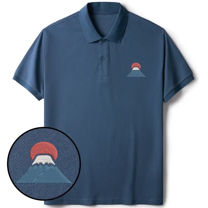 Japanese style embroidered polo shirt streetwear
