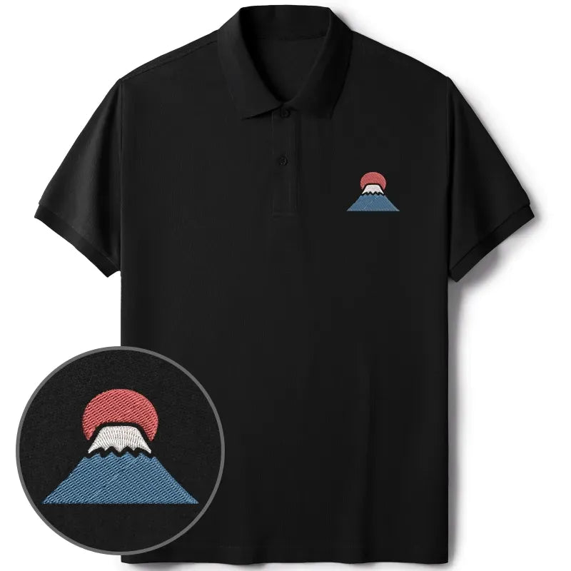 Japanese style embroidered polo shirt streetwear