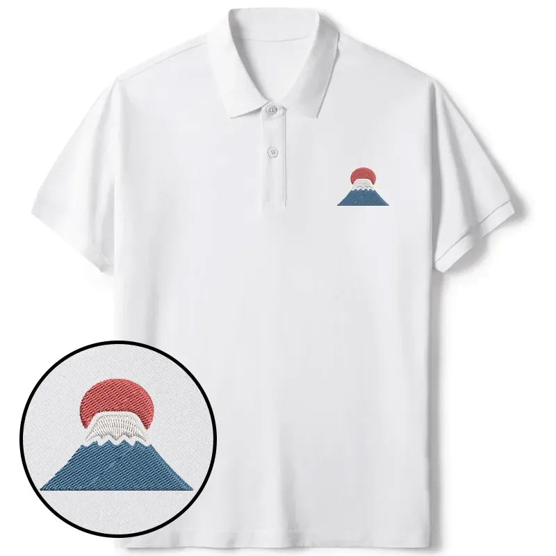 Japanese style embroidered polo shirt streetwear