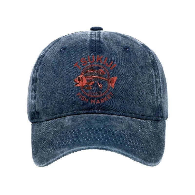 Kyoto-Lion Tokyo Tsukiji Fish Market Vintage Japan Washed Cap