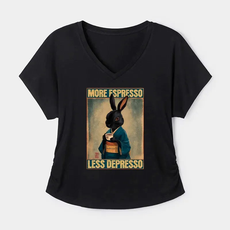 Kyoto-Lion More Espresso Less Depresso Rabbit Modal Dolman Sleeve T-Shirt