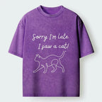 washed japanese cat t-shirt for vacation