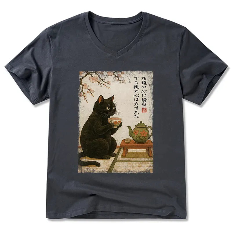 Black Cat V-Neck T-Shirt Best Seller