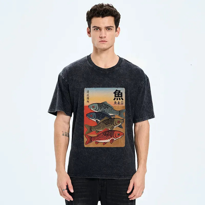 Vintage Japanese Fish T-Shirt for Summer