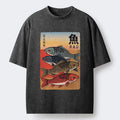 Retro Fish Poster Washed Tee for Street Style