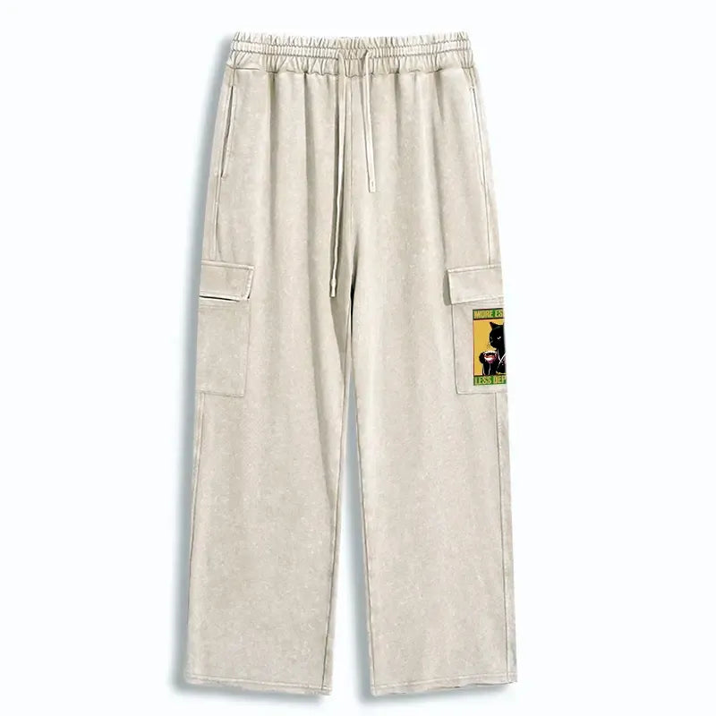 Kyoto-Lion Up Caffeine Down Depression Washed Utility Sweatpants