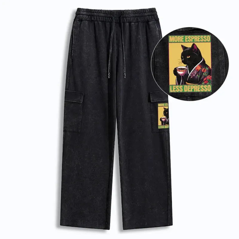 Kyoto-Lion Up Caffeine Down Depression Washed Utility Sweatpants