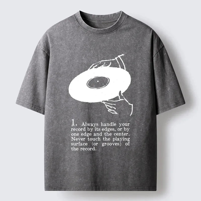 Kyoto-Lion Retro Record Music Washed T-Shirt