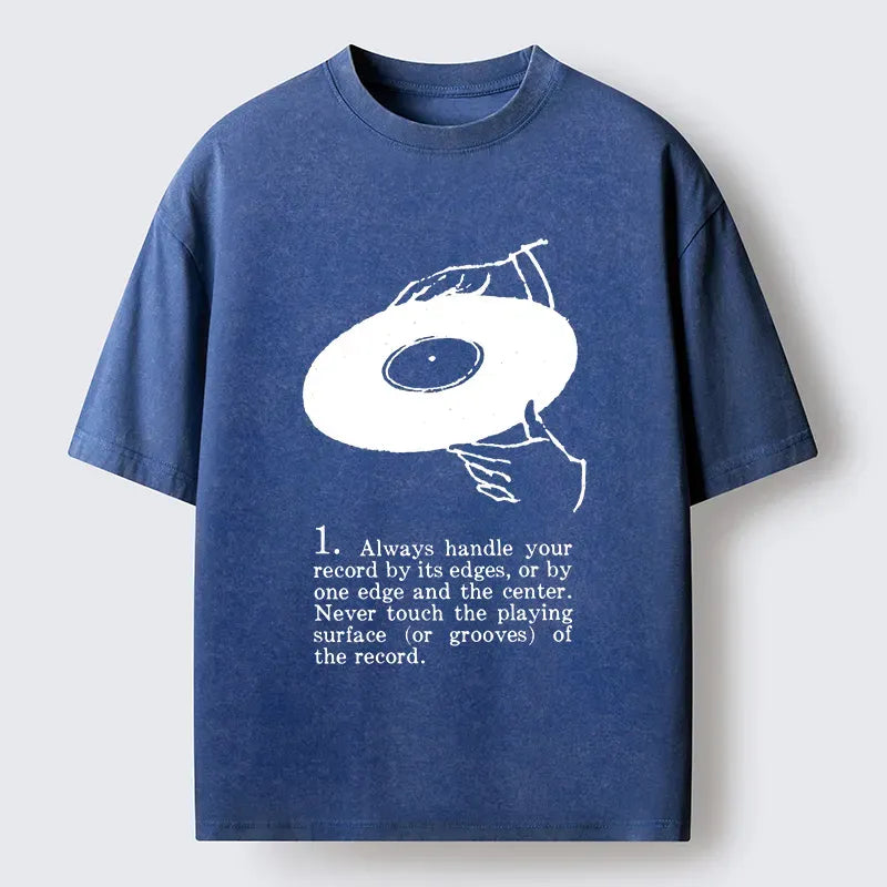 Japanese retro record t-shirt for daily wear