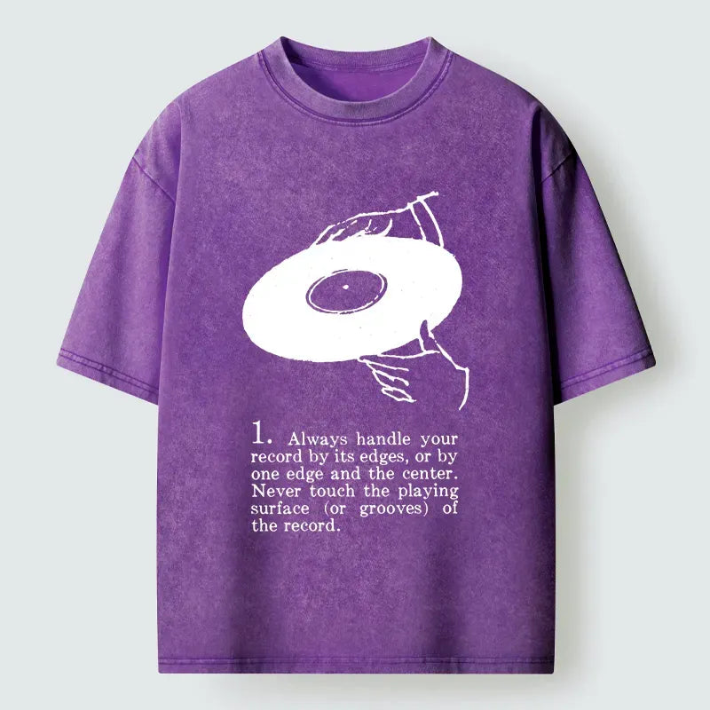 Kyoto-Lion Retro Record Music Washed T-Shirt