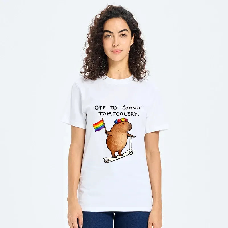 Funny Capybara On Scooter Shirt for Beach