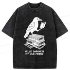 unisex cotton t-shirt with crow reading