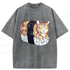 Vintage Sushi Cat Unisex T-Shirt for Summer