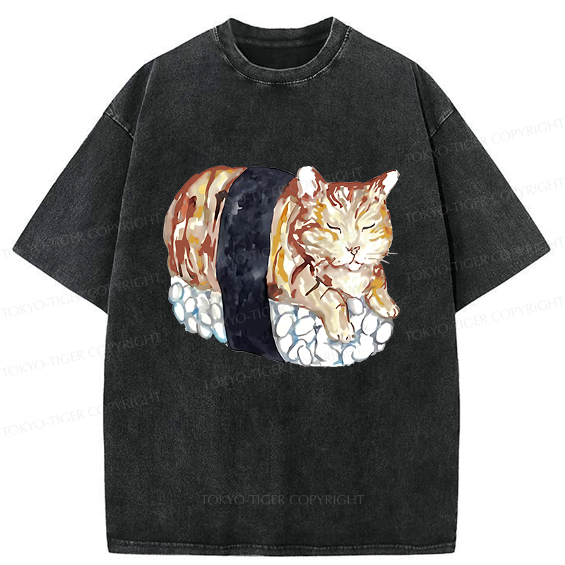 Japanese Washed Cat T-Shirt for Daily Wear
