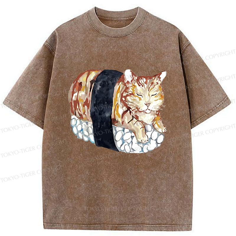 Japanese Washed Cat T-Shirt for Daily Wear