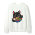 Kyoto-Lion Black Cat Ate Japan Ramen Waffle Sweatshirt