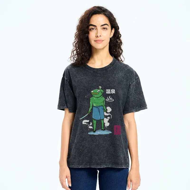 frog samurai bathing t-shirt trendy gift